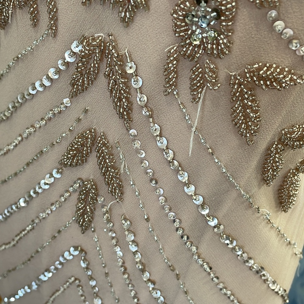 Xscape Blush Beaded Mesh Maxi Dress - Picture 7 of 13